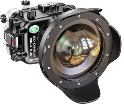 Seafrogs Underwater Housing for Sony A6700 16-35mm with Wide Angle Fisheye Lens Dome Port Protective 130FT/40M Waterproof Camera Case for Diving Photography (16-35mm+FE4+WA005-F)