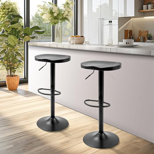 Redlife Taburetes de Bar Modernos Juego de 2, Taburete Bar Ajustable en Altura, Taburetes Altos Giratorio, Taburete Bar, Sillas Cocina Madera, Taburetes Bar Sin Respaldo, Bar stools Set of 2