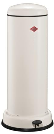 Wesco Big Baseboy Abfallsammler in der Farbe sand matt, pulverbeschichtetes Stahlblech, 30 Liter Volumen, eingebauter Dämpfer, Metall-Fußtritt mit Gummitrittfläche