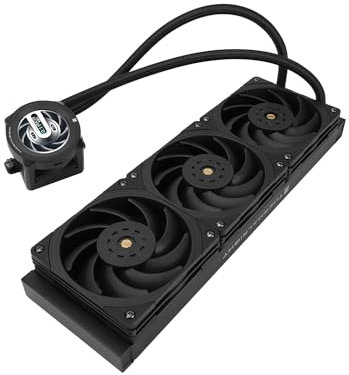 TR CORE VISION 360 Black CPU Water Cooler,3 Ventole PWM Water Cooling System con 2150PRM,per AM4/AM5&Intel LGA1851/1700,Schermo LCD magnetico staccabile con risoluzione 480 x 480