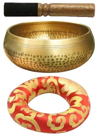 Bol chantant tibétain, fait à la main, pour la pleine conscience, bol chantant tibétain, avec maillet coussin, pour yoga, chakra, pleine conscience