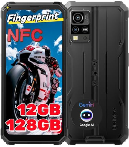 Blackview Movil Irrompible(Gemini AI) Android 14, 12+128GB/TF 2TB, Octa Core, 6.56, 16MP, Móvil rugerizado Dual 4G SIM, IP69K/GPS/Modo Guante/OTG/Fingerprint/3 Slots/NFC