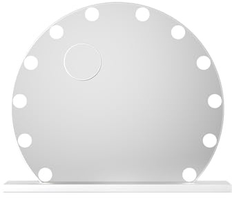 Bayt Hollywood Spiegel Rund (Ø 55 cm), Schminkspiegel mit Licht, LED Spiegel Schminktisch mit 10x Vergrößerung, Touch-Schalter & Dimmbar, Vanity Mirror, Weiß