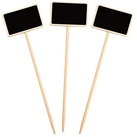 Lot de 20 étiquettes de nom de plante pour pot de fleurs, herbes aromatiques, tableau noir en bois, tige ronde longue