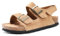 Yeeteepot Enfant Sandales Garçon Fille Bout Ouvert Réglable Sandales Cuir Chaussures de Plage Antidérapant Marche Sport Sandalettes Marron 28 EU