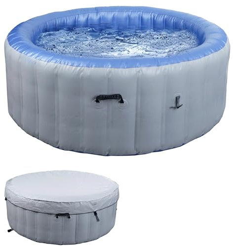 Mendler Whirlpool HWC-N97, Ersatz-Pool 4 Personen, In-/Outdoor aufblasbar PVC laminiert, rund Ø180cm - grau-blau