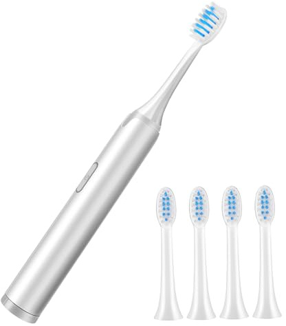 FRCOLOR Elektrische Vibrierende Zahnbürste Für Erwachsene Mit 5 Bürstenköpfen Sanfte Reinigung Langlebiges Material Mundpflege
