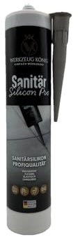 Werkzeug König Sanitär Silikon – Schimmelresistenter Silikon-Dichtstoff für Bad & Küche, 300 ml Kartusche, Grau – Hochflexibel & Wasserfest für Dusche, WC, Waschbecken, Fliesen