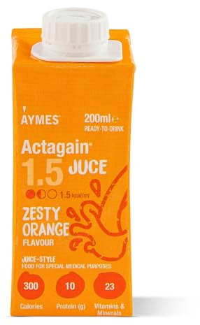 AYMES ActaGain 1.5 Juce Juice Drink - Zesty Orange - 1 x 200ml | Juice-Style Nutritional Drink, Suitable Ages 6+, Gluten Free & Fat Free