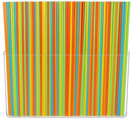 Oncpcare Hängender großer Kunststoff-Trinkhalm-Halter für Schrank mit Aufklebern, wiederverwendbare Strohhalme, Organizer, Aufbewahrungsspender, Behälter für Küche, Theke, Schrank, Tür, Wand