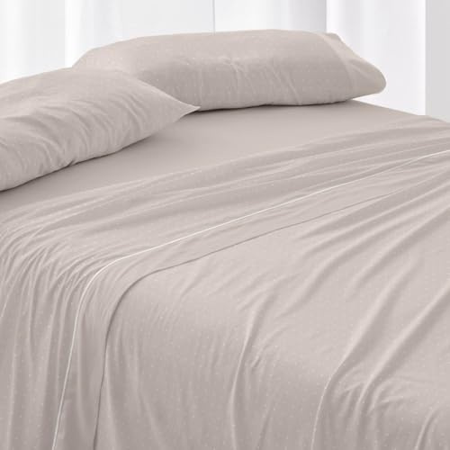 Burrito Blanco | Juego de Sábanas Franela 100% Algodón Cama 90 Arena | 3 Piezas: Bajera, Encimera y Funda Almohada | Sábanas Invierno Cálidas Estampadas | Tacto Suave | Transpirable