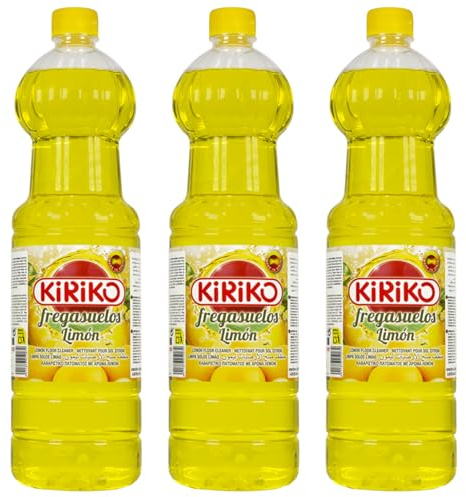 Kiriko Lemon Floor Cleaner 1.5L Powerful Spanish Cleaning Product Multi-Surface Liquid Floor Cleaner Removes Dirt, Dust, Stains & Bad Odours Fresh Scent Household Cleaning Essential Pack of 3
