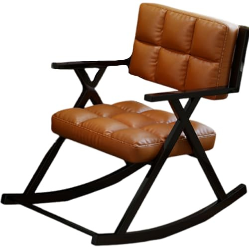 JS Ellie Schaukelstuhl im Vintage-Stil, pflegeleichter Funktionsstoff, Eisengestell mit Einer Tragkraft von bis zu 200 kg, geeignet für Wohnzimmer, Arbeitszimmer und Schlafzimmer Brown