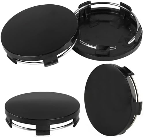 4 Stück Nabendeckel 60mm, Universal Radnabenkappen, ABS Radnabendeckel, Radnabenabdeckung Polierte Oberfläche, Felgenkappen ABS Mattschwarz Nabenkappen Ersetzen Kompatibel mit VW Audi(OD 60mm ID 56mm)
