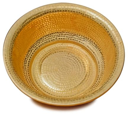Tragbare Pediküre-Kupferschale Handgehämmertes Kupferbecken ，Feuerschale Aus Reinem Kupfer Tischfeuerstelle & Fußbad，Deko Schale Für Festliche Tischdekoration(Brass,41cm(7L/1.85gal))