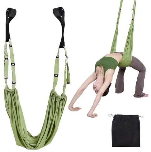 yolzhxe Columpio De Yoga Aéreo, Marco Puerta Yoga Banda Elástica, Telas Aereas, Pilates Accesorios para Ejercicios de Inversión Antigravedad, Ballet, Gimnasia, Pilates