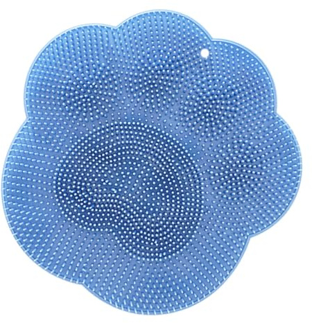 MAGICLULU Tapis de Bain en Silicone Forme Patte de Chat Antidérapant Brosse Dos et Pieds, Multi-usage, Fixation Murale, Design Élégant Bleu Minimaliste