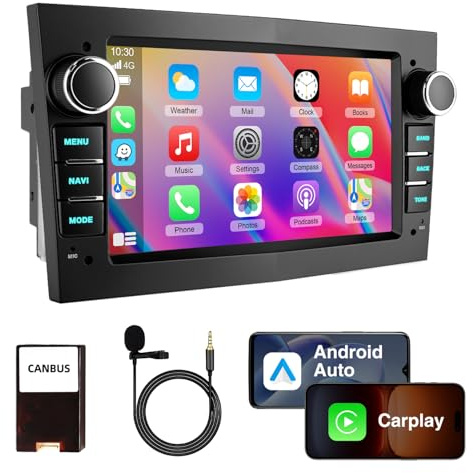 Autoradio 7 Android 15 CarPlay sans Fil pour Opel Corsa D/Astra H/Zafira B | 4Go RAM + 64Go ROM, Android Auto Sans Fil, GPS, WiFi, Bluetooth, Commandes au Volant