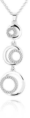 Ouran Collier pour Femme, Bagues Chaîne Pendentif Collier pour Filles Collier Long Collier en Or et Argent avec Cristal CZ (Plaqué Argent)
