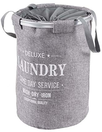 Wäschesammler HWC-C34, Laundry Wäschekorb Wäschesack Wäschebehälter mit Kordelzug, Henkel 55x39cm 65l - grau
