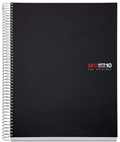 Miquelrius Notizbuch The Original, 10 farbige Streifen, Einband aus Polypropylen, blickdicht, A4 (210 x 297 mm), 4 Lochungen, 200 Blatt 70 g/m², kariert, 5 mm, Schwarz