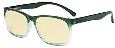 Eyekepper Blue Light Glasses - Design Computer Reading Glasses with Yellow Filter Lens for Men Women Anti Screen Glare Blocking Digital UV Rays - Green +1.50