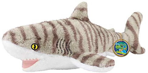 EcoBuddiez - Requin Tigre de Deluxebase. Peluche Douce Moyenne de 41cm Faite de Bouteilles en Plastique Recyclées. Cadeau Calin écolo pour Enfants et Animal Doux et Mignon pour Bambins.