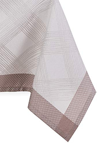 AmeliaHome Tischdecke 140 x 400 cm Bordüre Silberne Fäden rosa Altrosa kariert Milluza