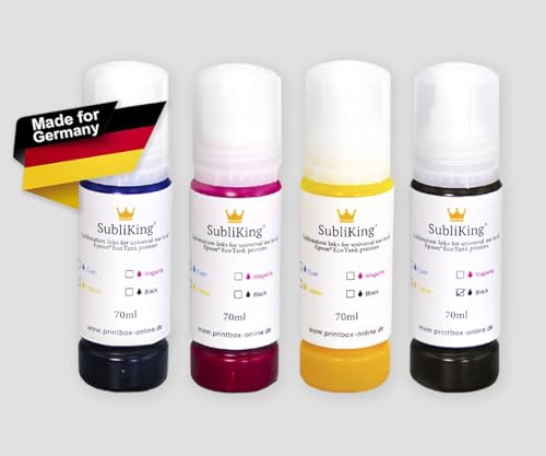 Subliking® Sublimationstinte kompatibel mit Epson 104 Eco Tank | ET-2710 ET-2711 ET-2712 ET-2714 ET-2715 ET-2720 ET-2721 ET-2726 ET-2810 ET-2815 ET-2820 ET-2821 ET-2825 ET-2826 ET-4700 ET-4800