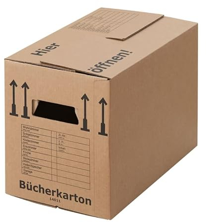 BB-Verpackungen 60x Bücherkartons PROFI 503 x 298 x 359 mm (60 Stück) 2-wellig | doppelter Boden, recycelte Pappe und dreifach Griffverstärkung