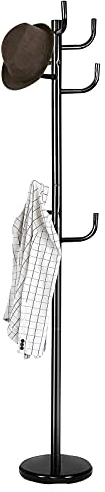 GOPLUS 175 cm Garderobenständer in Baumform, Kleiderständer aus beschichtetem Eisen, Freistehende Garderobe mit 8 Hacken für Kleidung, Hüte, Taschen, Ideal für Büro, Flur, Eingangsbereich, Schwarz