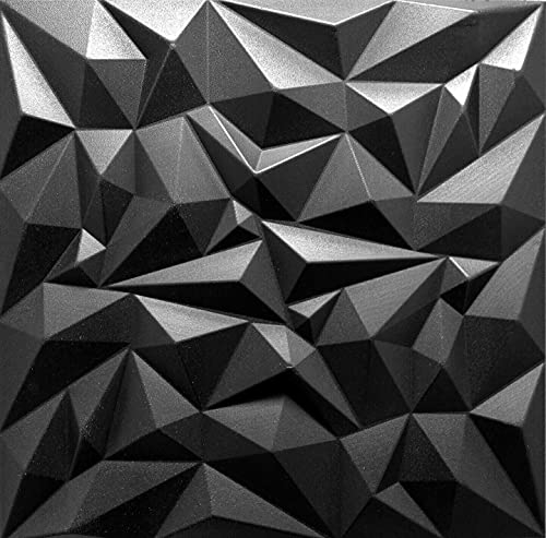 Deccart - 3D Wandpaneele 50x50 cm - Paneele Wand Wall Panels Deko Wandverkleidung Innen Panel Deckenverkleidung Decke Deckenpaneele Platten Styropor EPS-Polystyrol Amethyst 12 m2, 48 Stück,Schwarz