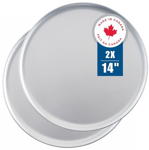 Norjac 14 Inch Pizza Pan, 2 Pack, Round Aluminum Pans, Baking Tray for Oven, Rust-Free, Durable & Long Lasting