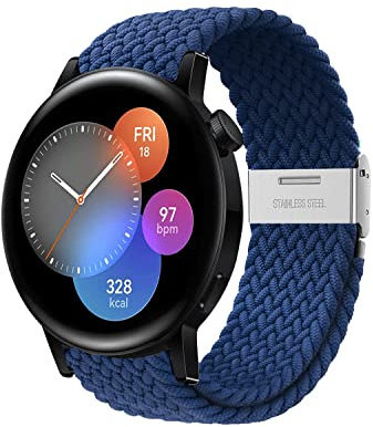 Niboow 20mm Cinturino per Huawei Watch GT 3 Pro 43mm/Watch GT 3 42mm/Watch GT 2 42mm/Watch 2/Watch 2 Pro/Watch 2 Sport, Nylon Intrecciato Cinturino per Honor Magic Watch 2 42mm-Blu