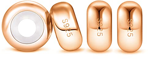 4 STÜCKE Sterling Silber Spacer Charms Stopper Roségold für Pandora Armbänder
