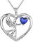YL Engel Kette 925 Sterling Silber September Geburtsstein Spinellblau Schutzengel Flügel Anhänger Halskette für Damen, Kette 45 + 3CM