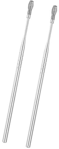 Hilai Cérumen Curette Cure-Oreilles Nettoyeur, 2 pcs Outil de Suppression d'oreille à Ressort, Outil de Cire d'oreille en Acier Inoxydable Ensemble Outil de Soins d'oreille