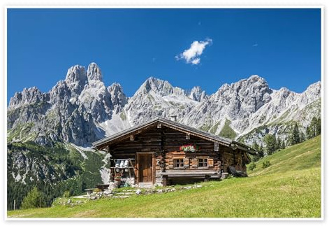 Posterlounge Almhütte in den österreichischen Alpen Poster | 60 x 40 cm von Gerhard Wild Wandbilder Wanddeko