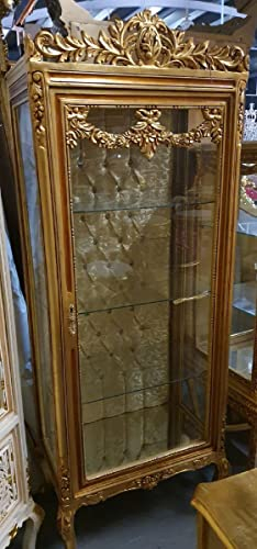 Casa Padrino Barock Vitrine Gold/Braun - Barock Vitrinenschrank mit Glastür - Barock Wohnzimmer Möbel - Edel & Prunkvoll