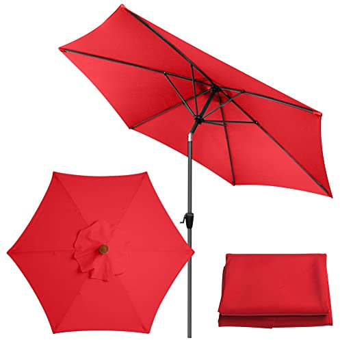 Roadtime Toldo de repuesto para sombrilla de 9.8 pies, paño universal de repuesto para paraguas, cubierta para sombrilla de jardín, patio, playa, mesa de mercado (3 m, 6 costillas, rojo)