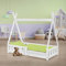 ML-Design Kinderbett Tipi 70x140 cm Weiß mit Rausfallschutz und Lattenrost, aus Kiefernholz, Indianer Bett für Mädchen & Jungen, Hausbett mit Zaun, Bodenbett Kinderhaus Jugendbett Spielbett Zelt