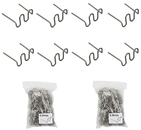 Gad2go 1000 Pieces Hot Staples Welding Staples 0.6mm 0.8mm Plastic Welding Rods for Car Auto Bumper Machine Repair Welding Wire Welding Nails (500 x 0.6mm,500 x 0.8mm)