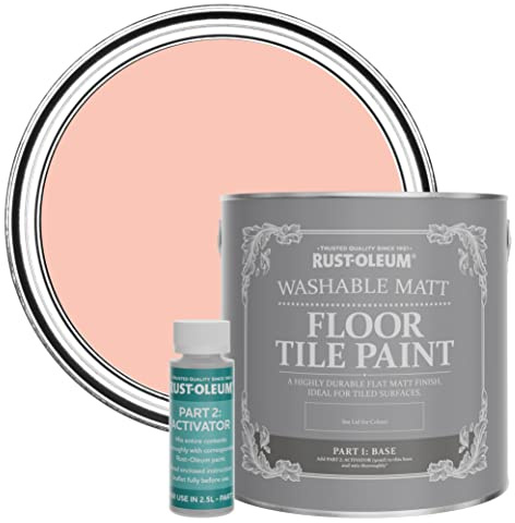 Rust-Oleum Peach Washable Matt Floor Tile Paint - Happy as a Clam 2.5L