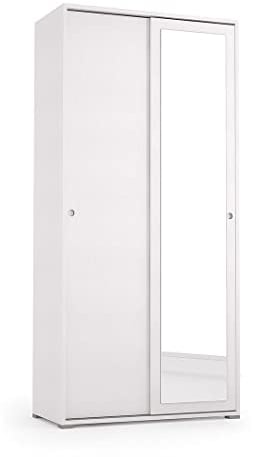 Kiamami Valentina Armario Multiusos de 90 cm con Puertas correderas y Tubo para Colgar