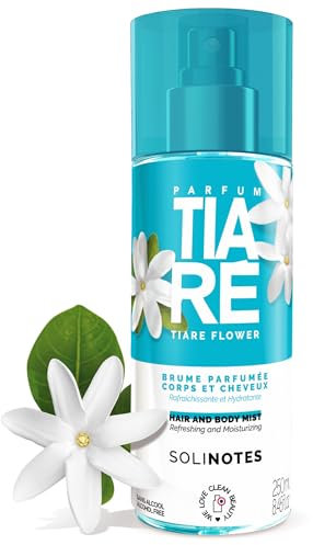 Brume Parfumee Fleur de Tiaré SOLINOTES | Parfum Rafraichissant et Hydratant - Sans Alcool | Brume Parfumee Corps et Cheveux | 250 ml