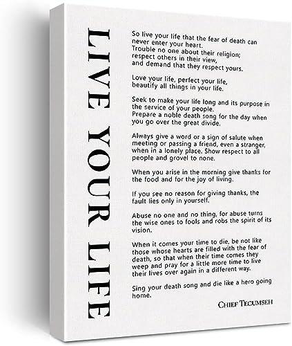 Inspirierende Leinwand Wandkunst Motivierend Live Your Life Gedicht Leinwanddruck Positives Zitat Literatur Leinwand Malerei Büro Zuhause Wanddekoration Geschenk