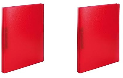 HERMA 19163 Ringbücher A4 Transluzent Rot, 3 Stück, schmal, 2 Ringe, 25 mm breit, Ordner aus Kunststoff mit Niederhalter für Schule & Büro, stabiles Ringordner Set aus Plastik für Jungen & Mädchen