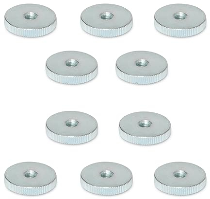 Ganter Normelemente | Flache Rändelmuttern | Rändelmuttern (niedrige Form) | DIN 467-M5-ZB | 10 Stück | Stahl verzinkt | Gewinde: M5