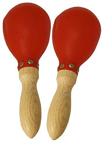 Rockstar - Par Maracas Percusión LP10R Percusión de Mano. Conchas de plástico ABS y Asas de Madera para Actuaciones en Directo, Conciertos, Escuelas, Jovenes, Adultos - Rockmusic