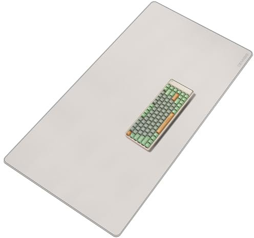 CENNBIE Schreibtischunterlage Leder, 110 x 60cm Schreibunterlage, Groß Rutschfestes Mauspad xxl, Wasserdichte Schreibtischunterlage für Schreibtisch, Büro und Zuhause(Creme)…